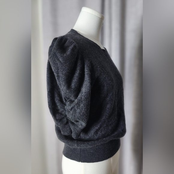 FRAME Ruched Sleeve Cashmere Sweater Top | LARGE - Picture 10 of 12